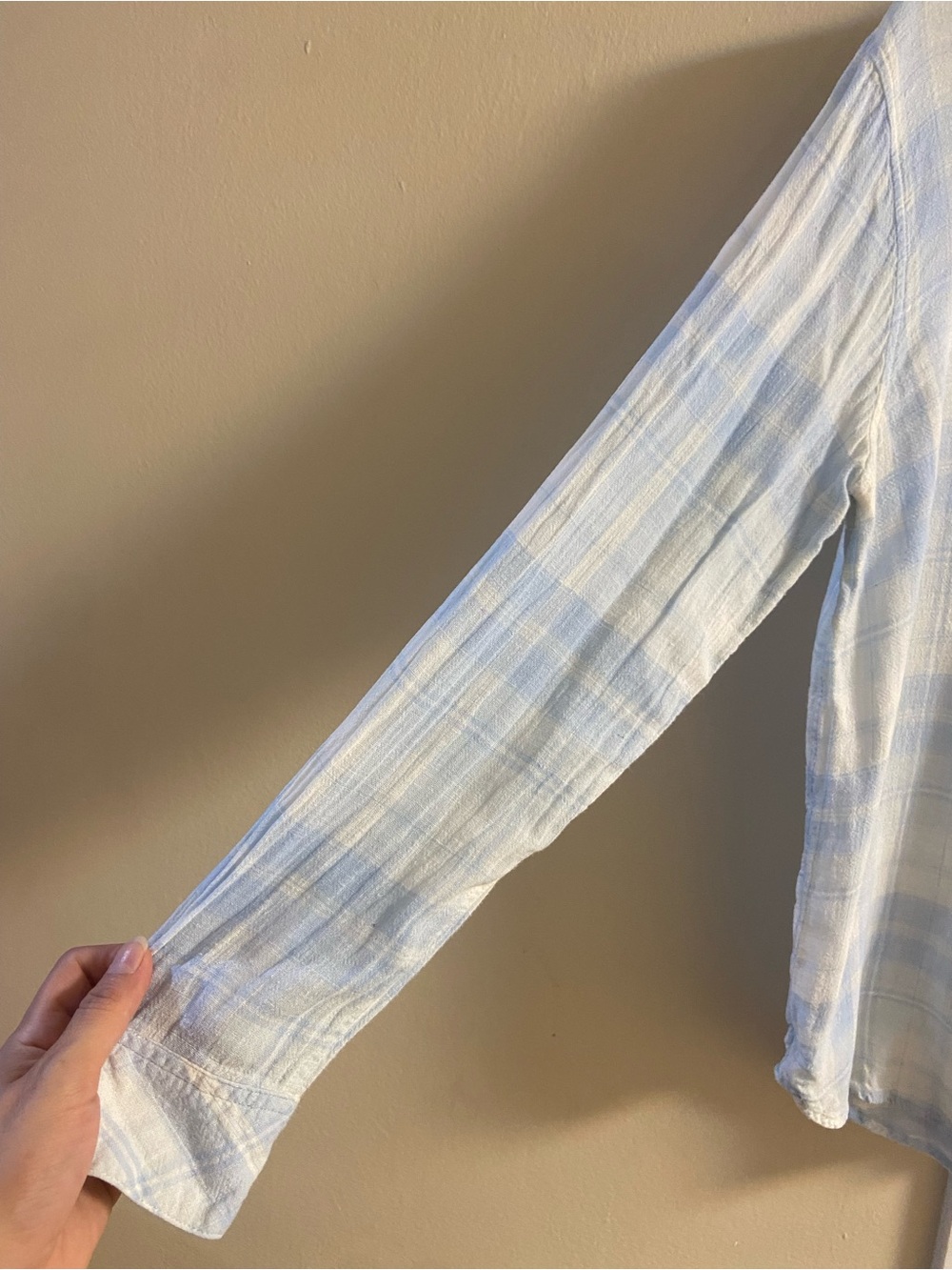 Rails Blue White Plaid Long Sleeve Button Down Linen Blend Shirt Medium - Picture 5 of 8